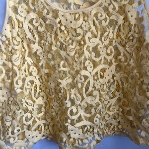Forever 21 Vintage Y2K Lace Crop Tank Top
Fairycore Whimsy Yellow Grunge M